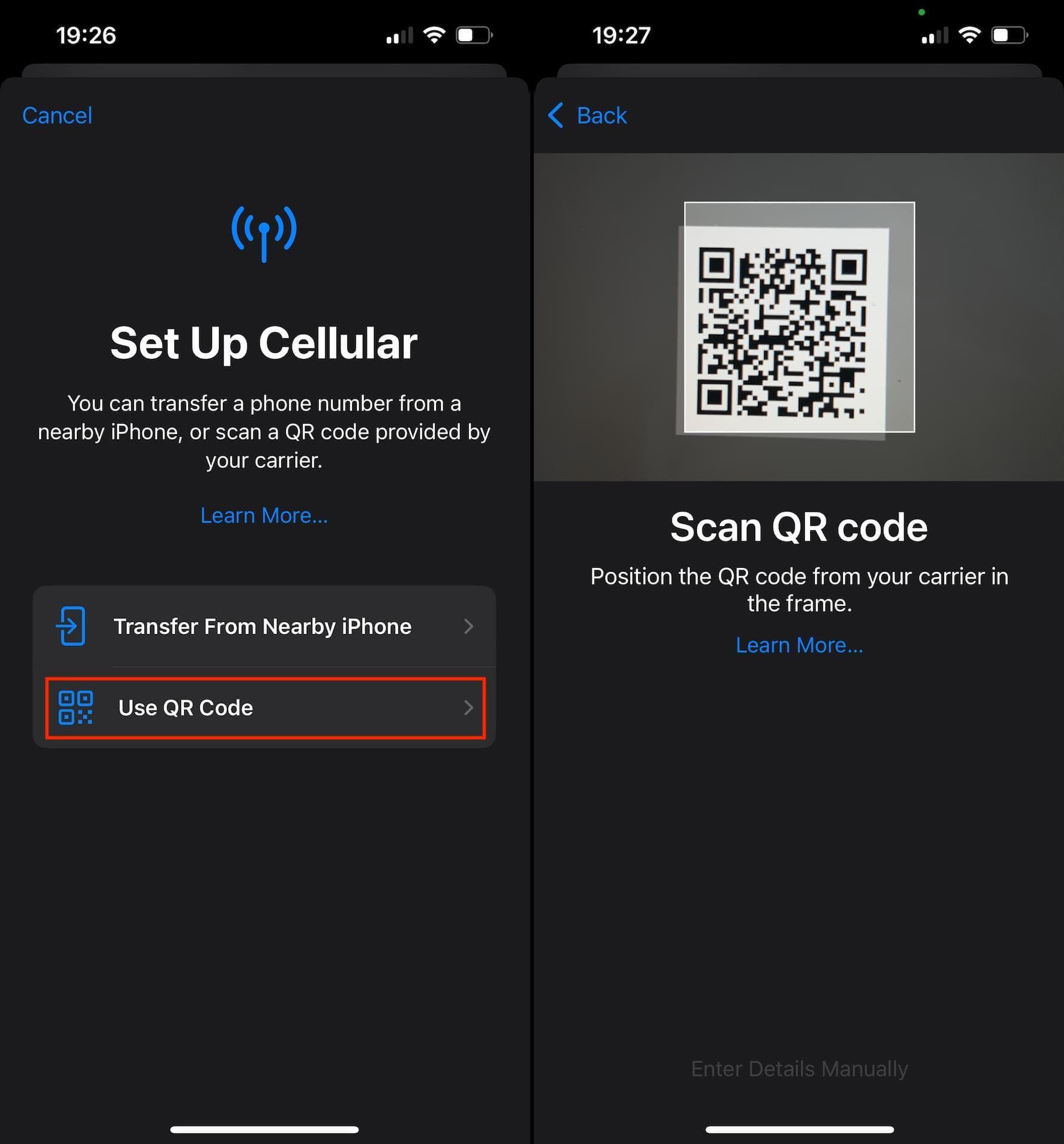 iPhone eSIM settings screen — Add eSIM China